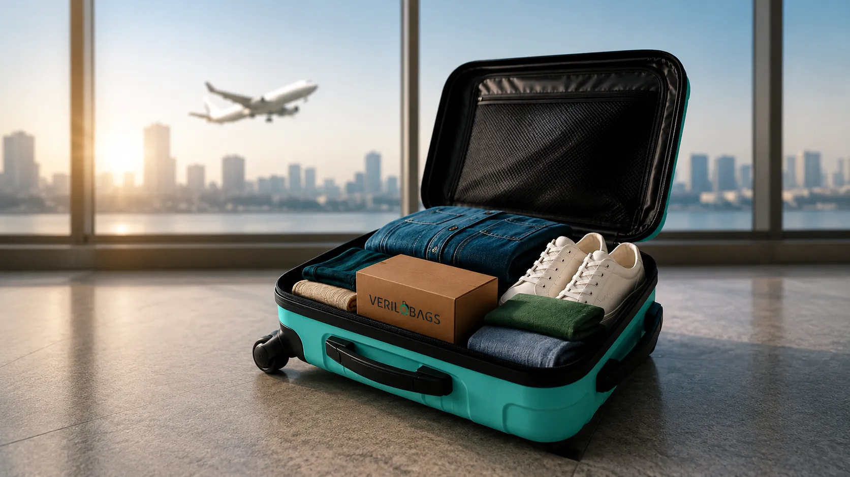 Traveler with luggage at the airport